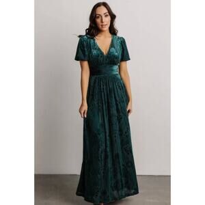 Baltic Born Leslie Velvet Burnout Maxi Dress Emerald Formal Size 2XL